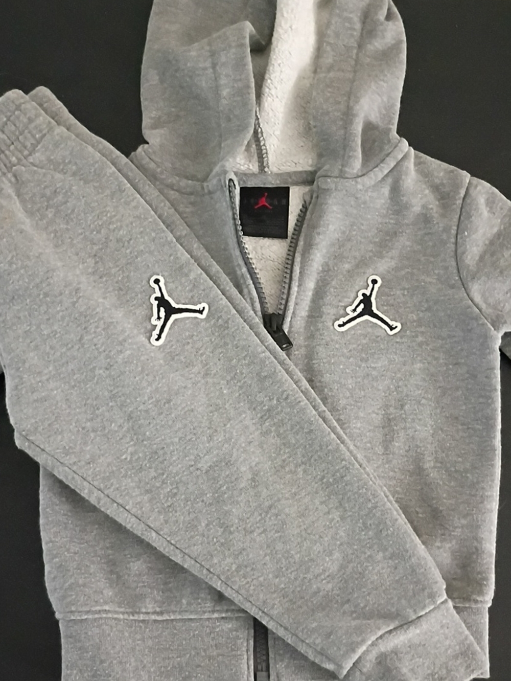 Jordan Gray Kids Half-Zip Hoodie with Jumpman Patches